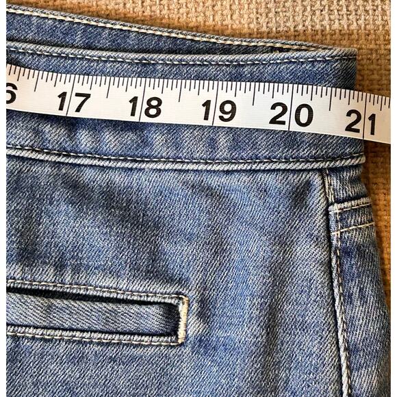 Talbots Denim Coastal Cowgirl Preppy Skirt Raw Fringe Hem Sexy Cottage Size 18 - Picture 6 of 6